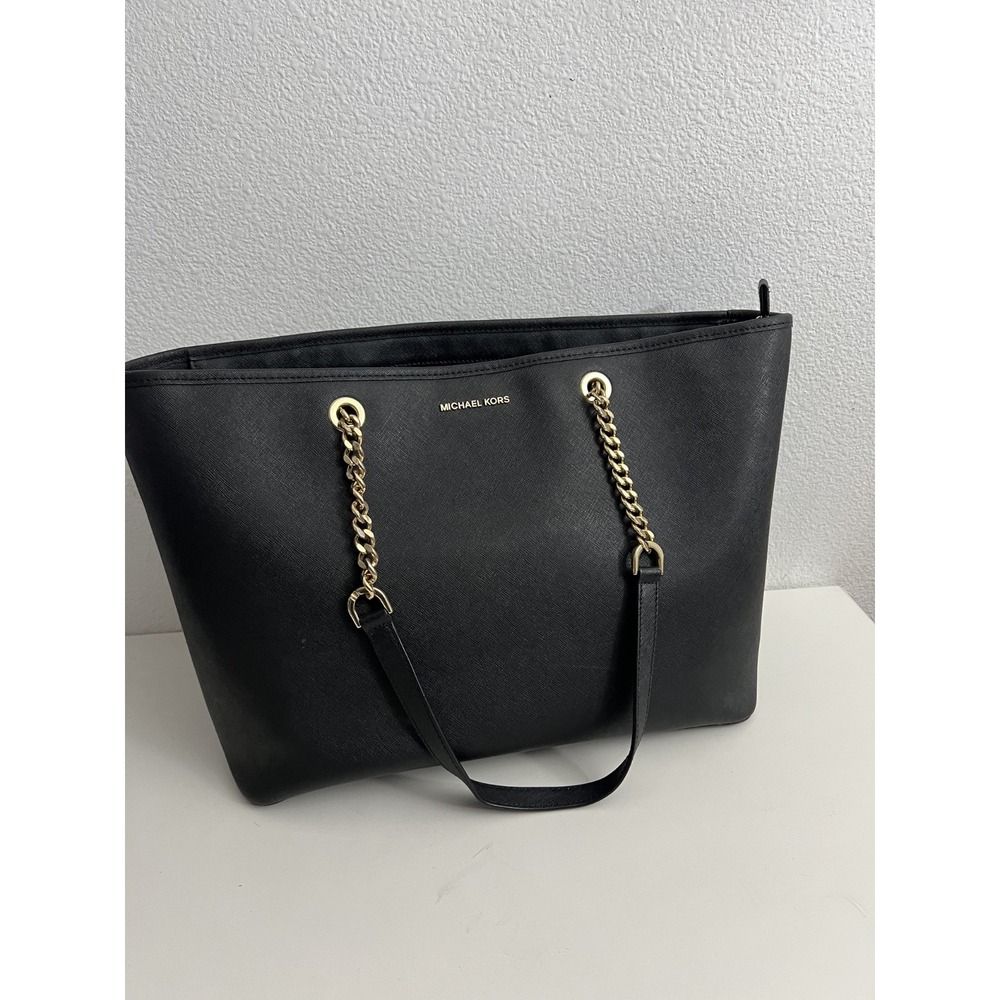 Michael Kors Jet Set Bag Chain‎ Strap MultiFunction Tote black gold Handbag